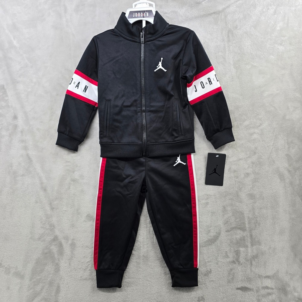 Jordan Toddler Boys 24M Black Red White‎ Jumpman Tracksuit Jacket and Pants Set